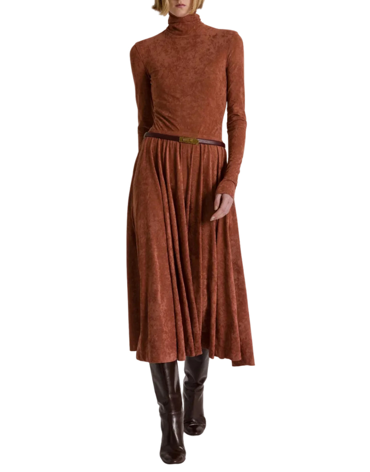 Alberta Ferretti - Gonna midi velluto marrone
