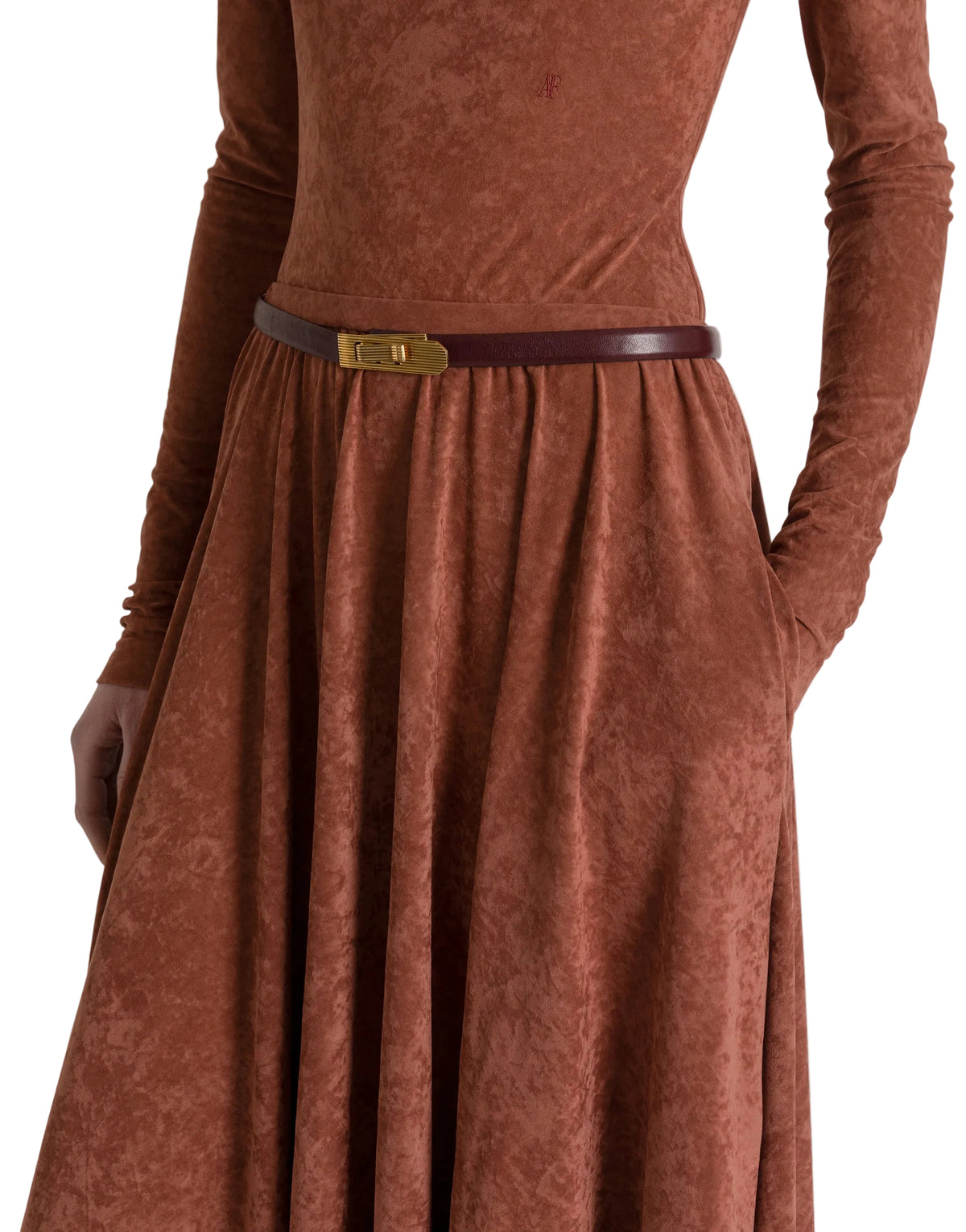 Alberta Ferretti - Gonna midi velluto marrone
