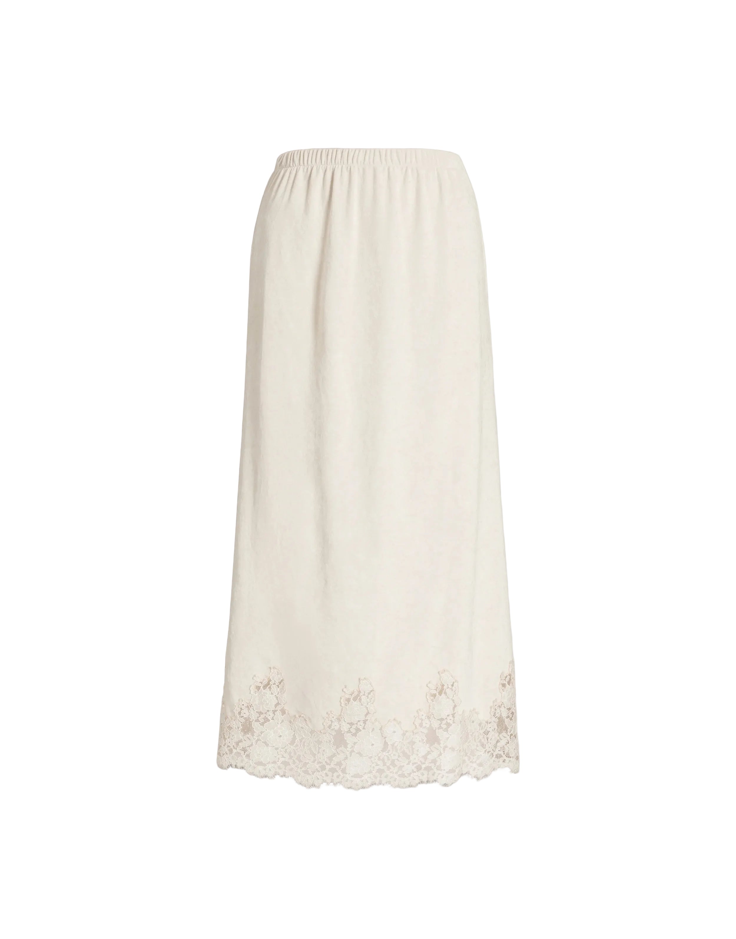 Alberta Ferretti - Gonna midi vellluto avorio con pizzo