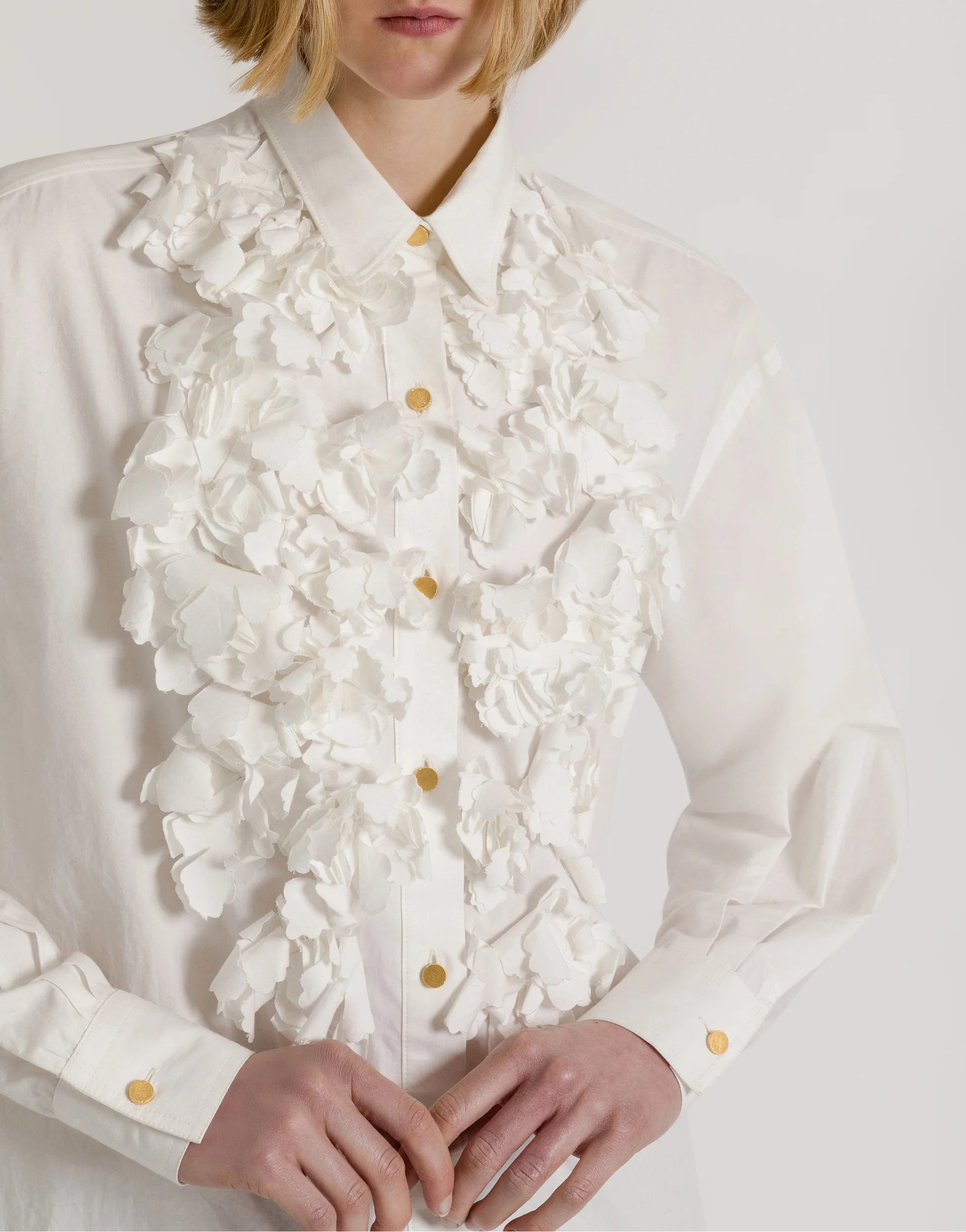 Alberta Ferretti - Camicia con applicazioni floreali