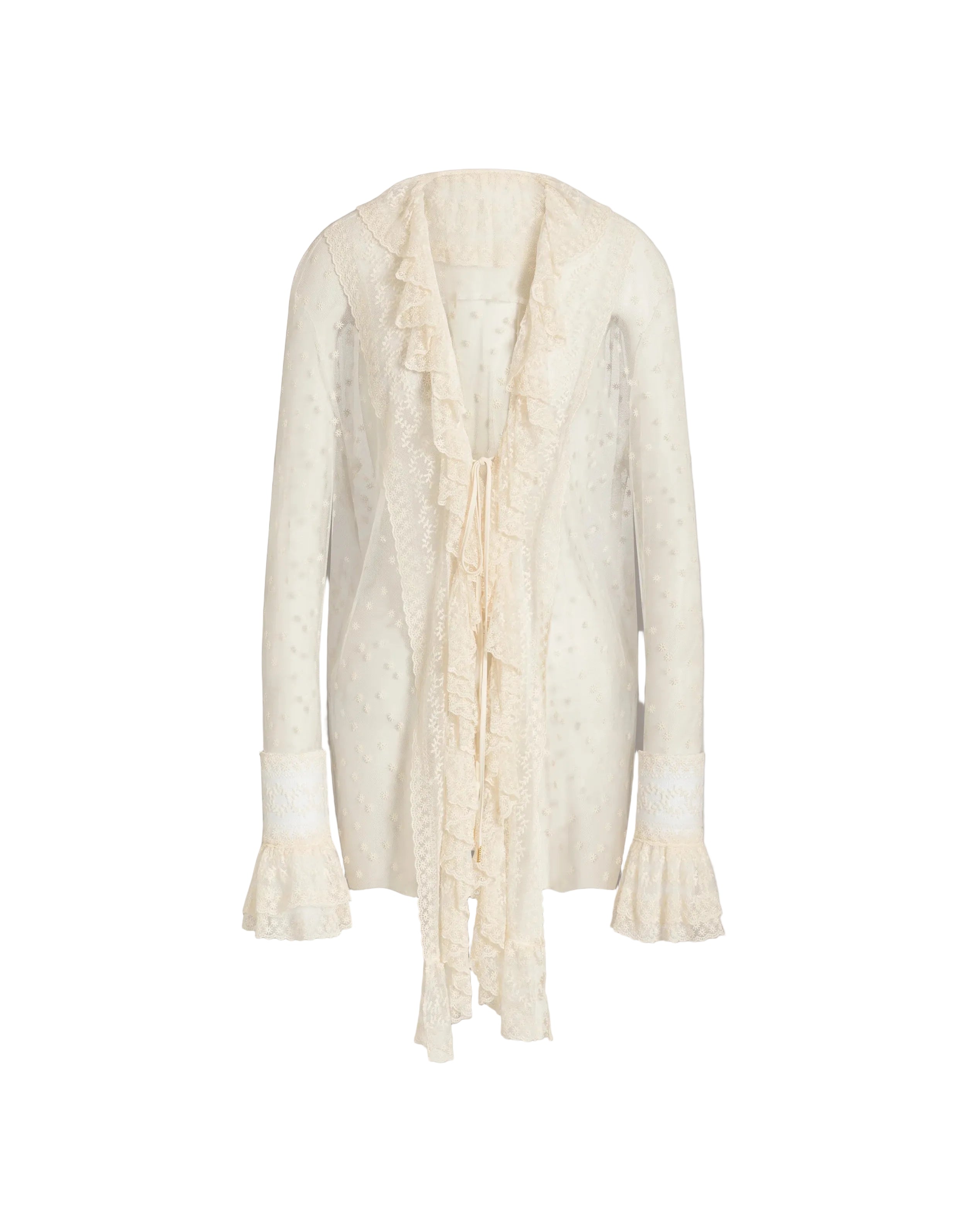Alberta Ferretti - Camicia in tulle a pois avorio