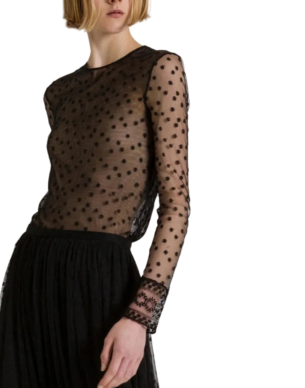 Alberta Ferretti - Top in tulle ricamato