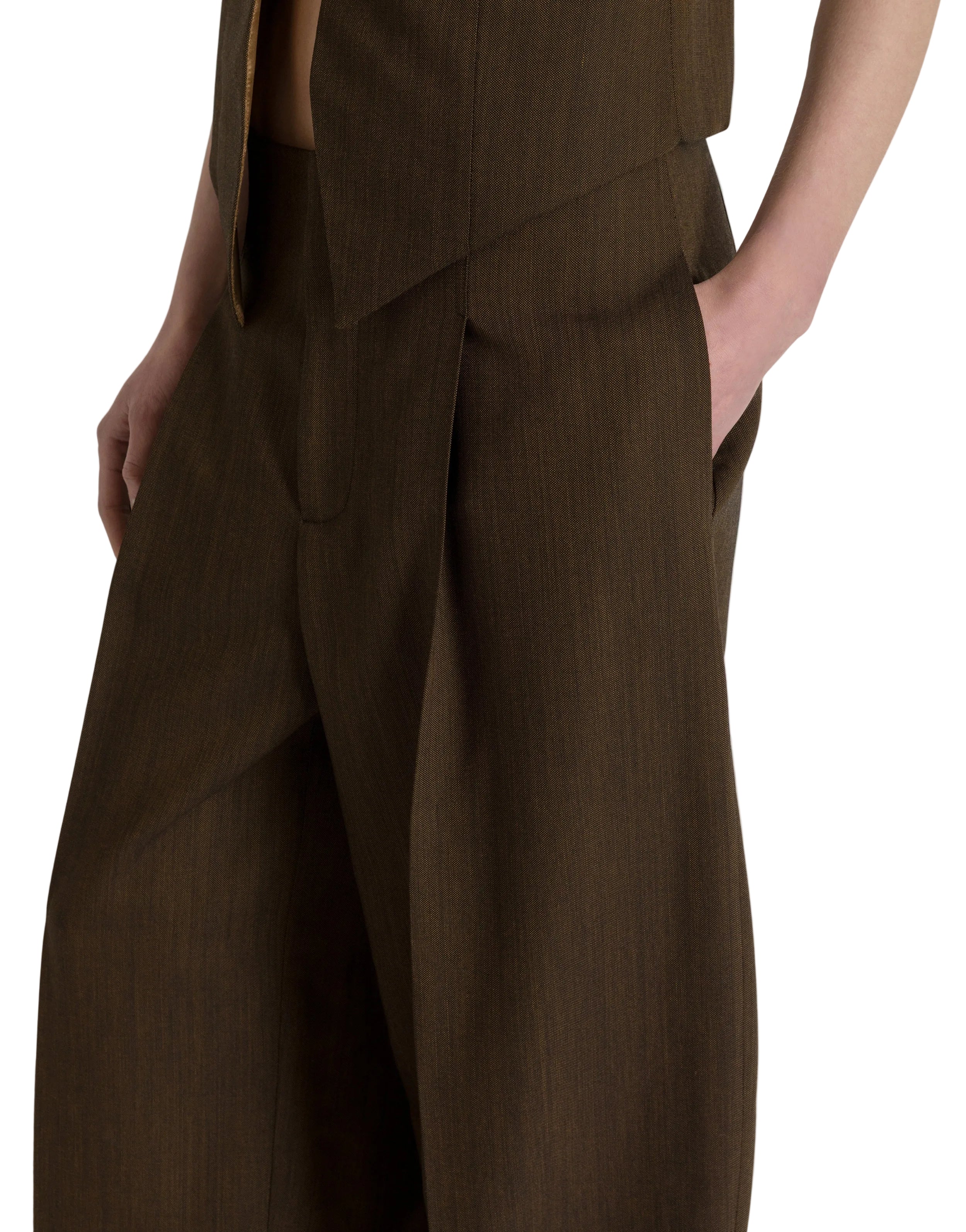 Alberta Ferretti - Pantalone palazzo marrone
