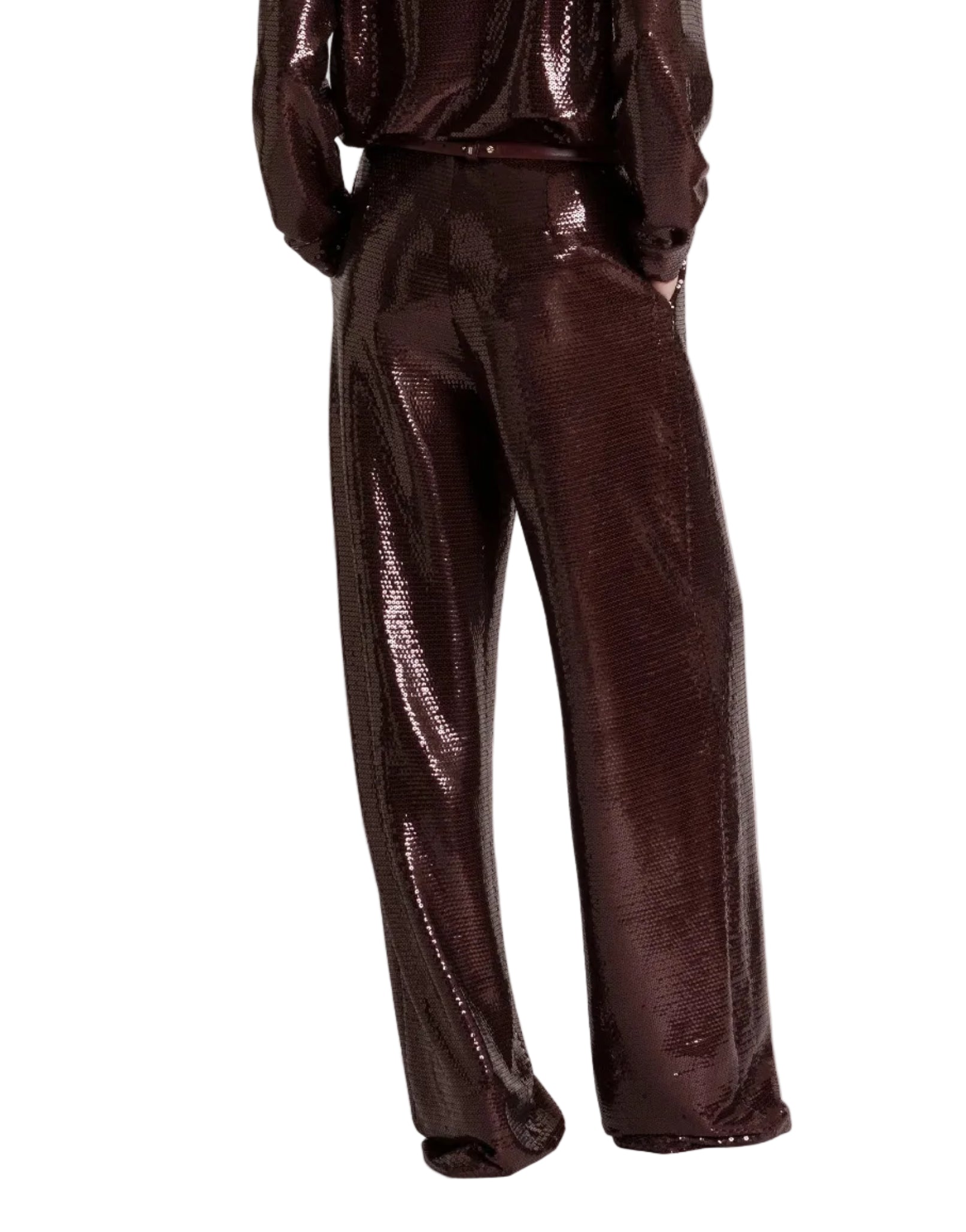 Alberta Ferretti - Pantalone paillettes marrone