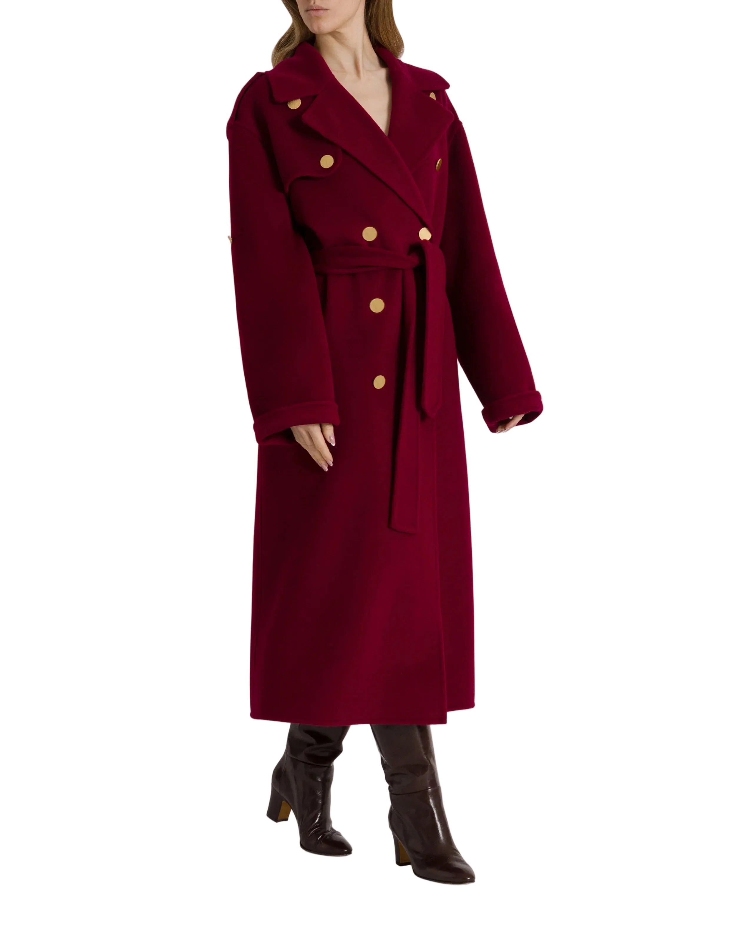 Alberta Ferretti - Cappotto lungo lana e cashmere rosso