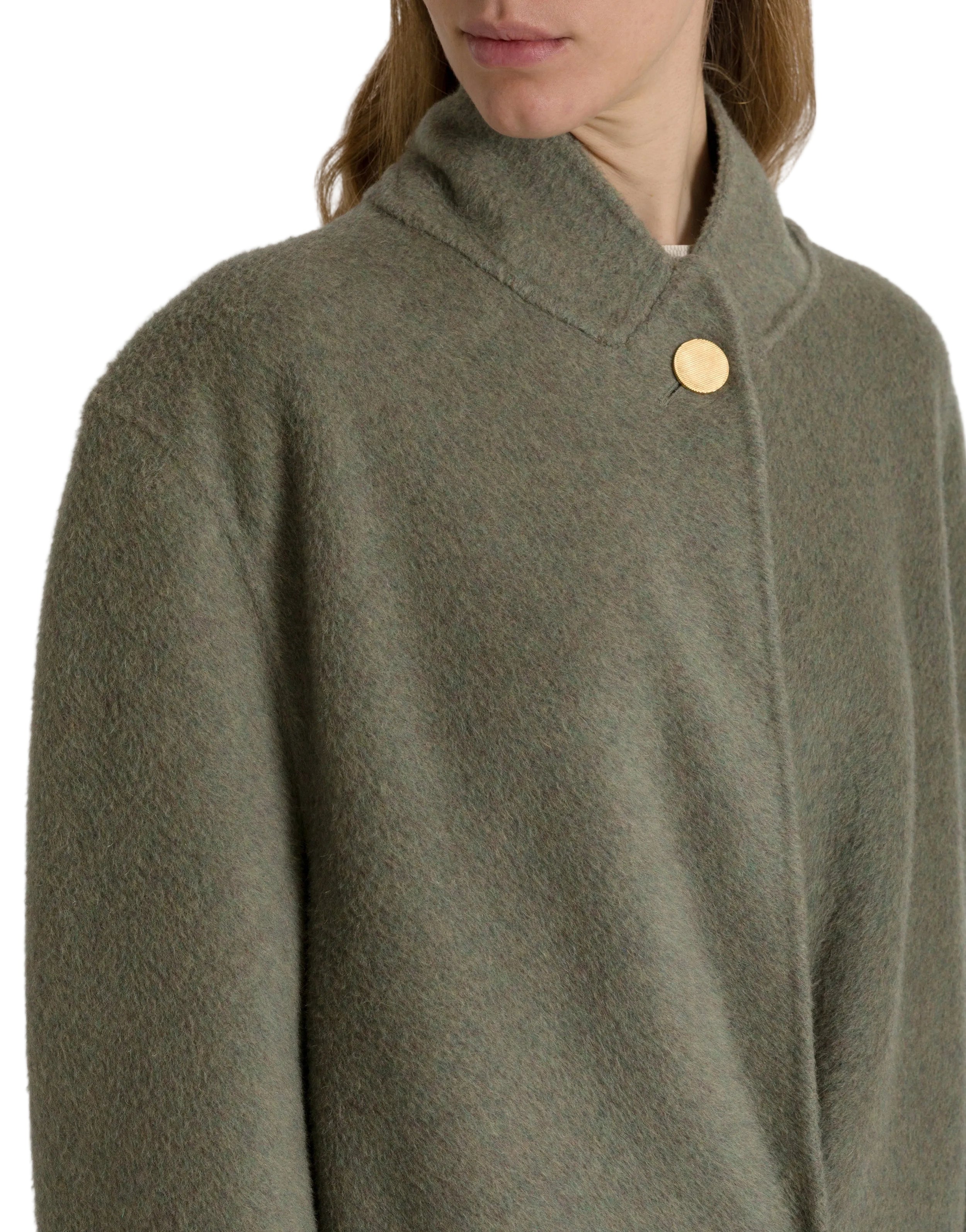 Alberta Ferretti - Cappotto lungo in lana e seta grigio