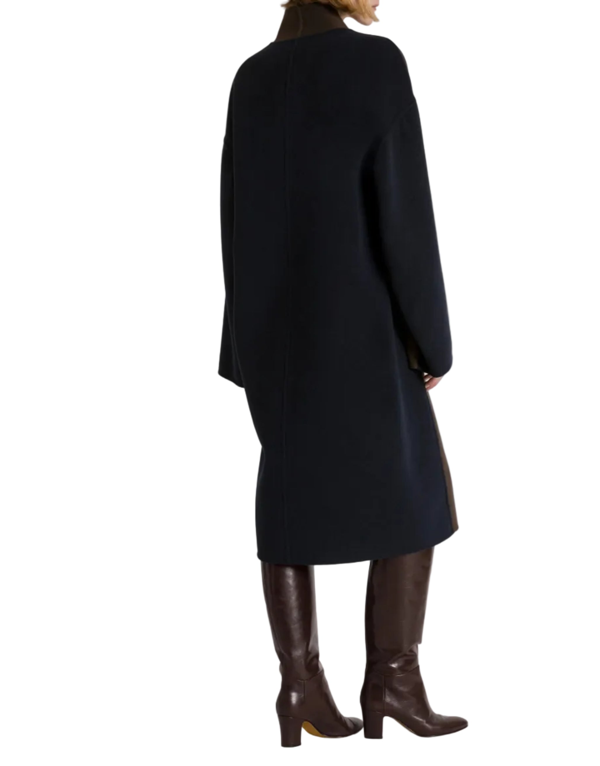 Alberta Ferretti - Cappotto lungo bicolor marrone e blu scuro