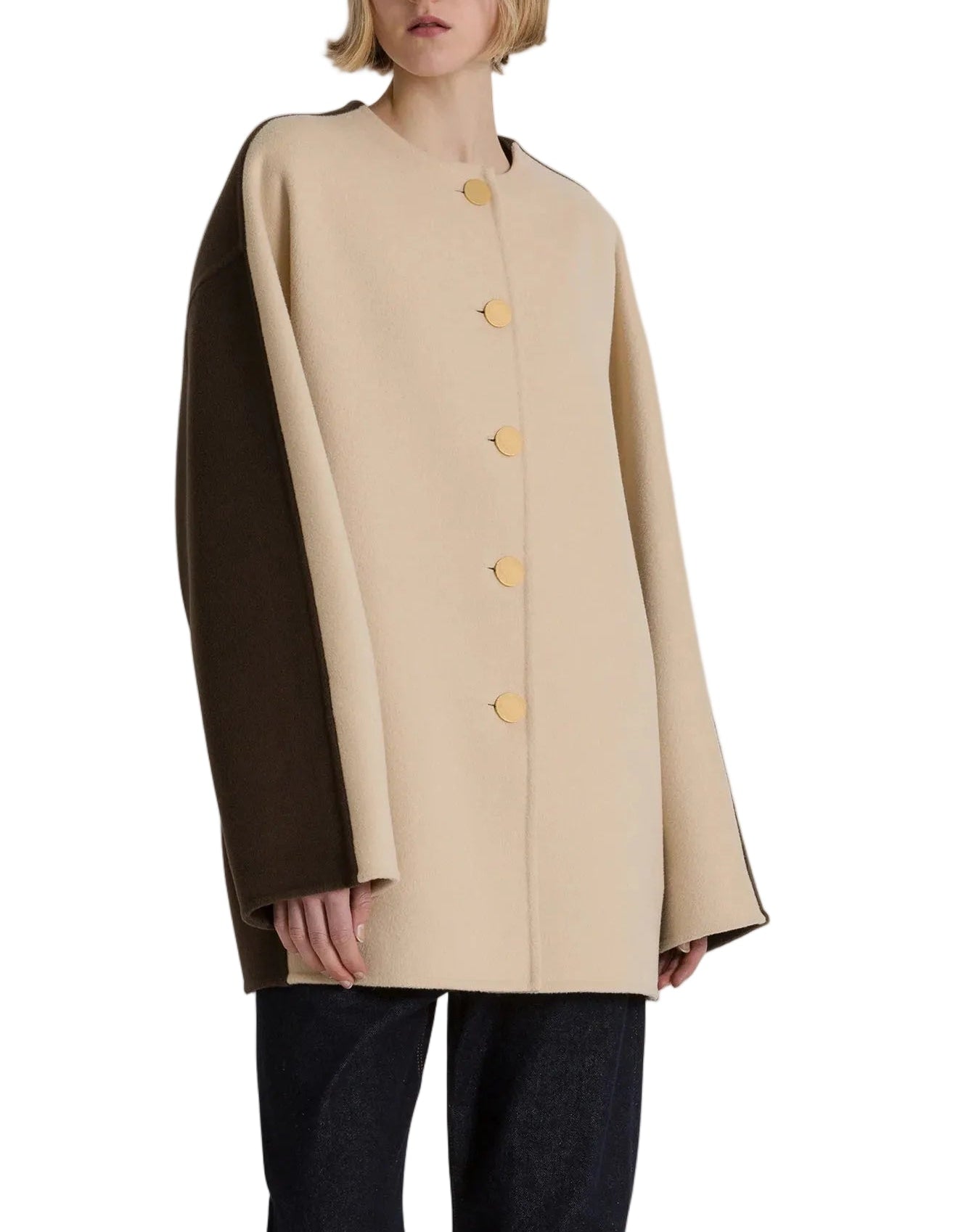 Alberta Ferretti - Cappotto corto bicolor marrone avorio