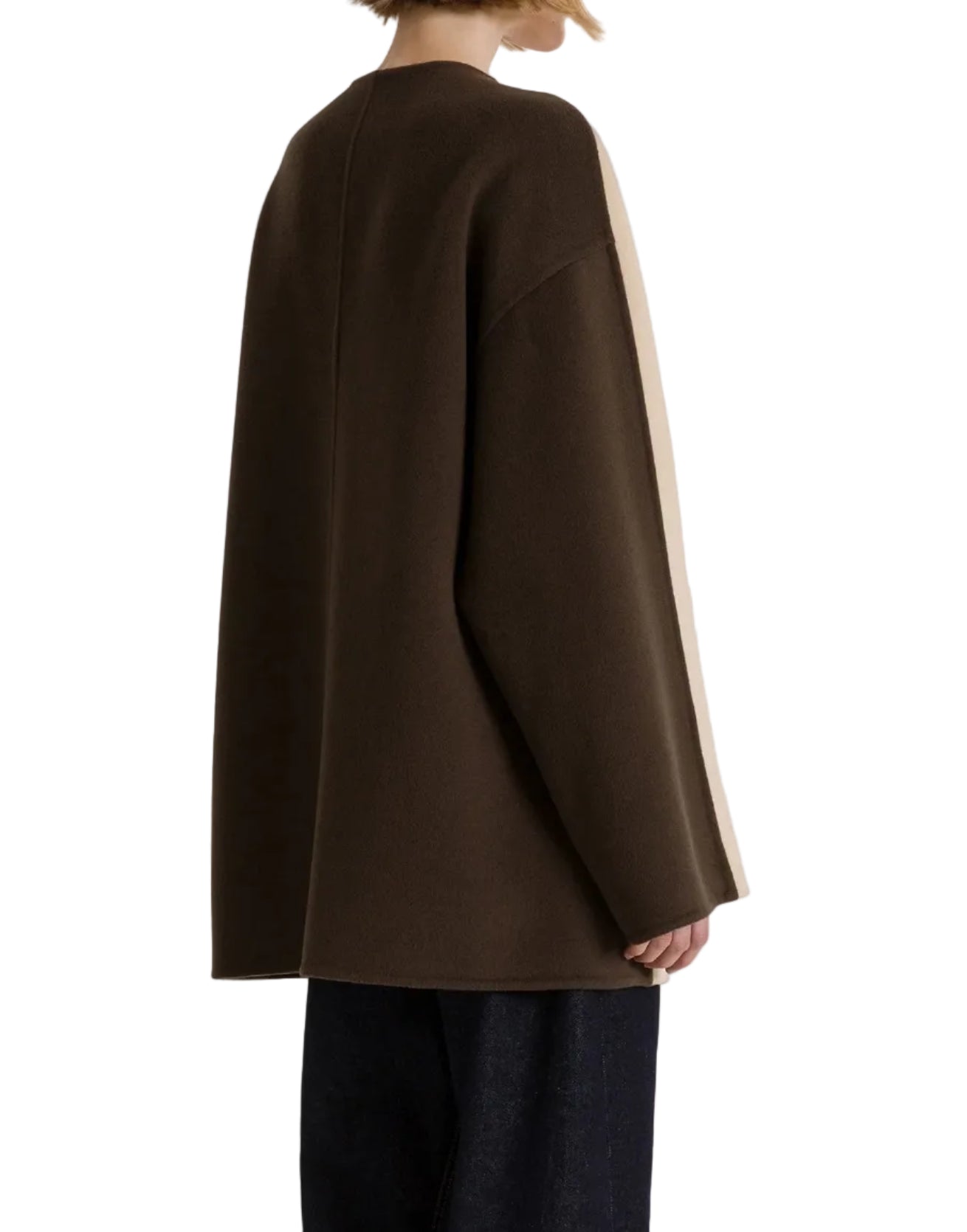 Alberta Ferretti - Cappotto corto bicolor marrone avorio