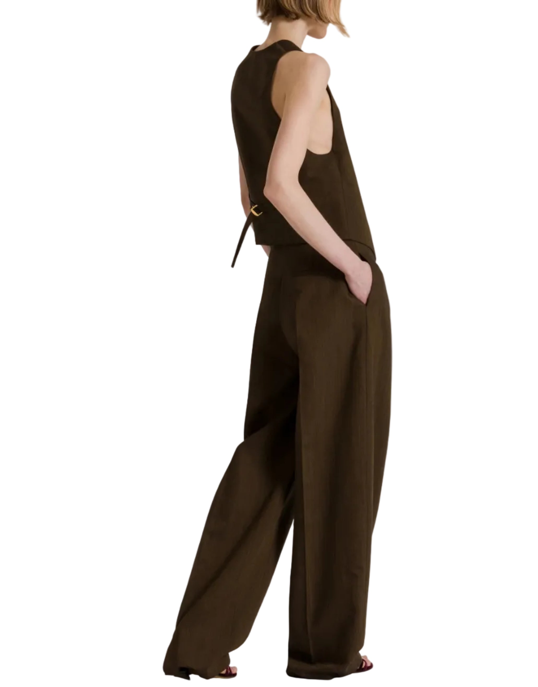 Alberta Ferretti - Gilet sartoriale marrone