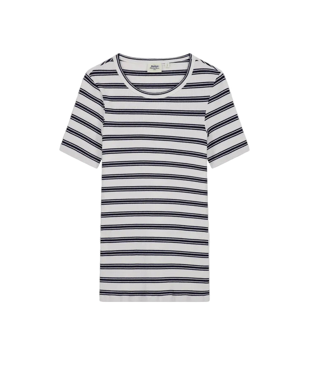 Hartford - T-shirt a righe girocollo ecrù e blu