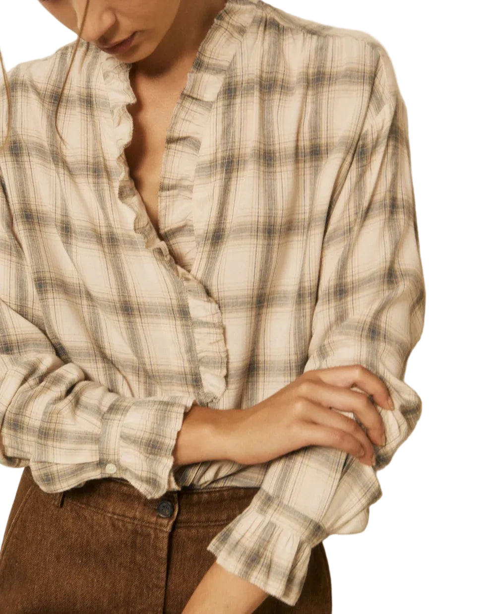 Hartford - Camicia quadri beige e grigia "Carmela"