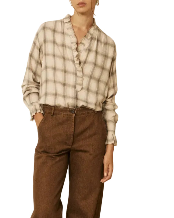 Hartford - Camicia quadri beige e grigia "Carmela"
