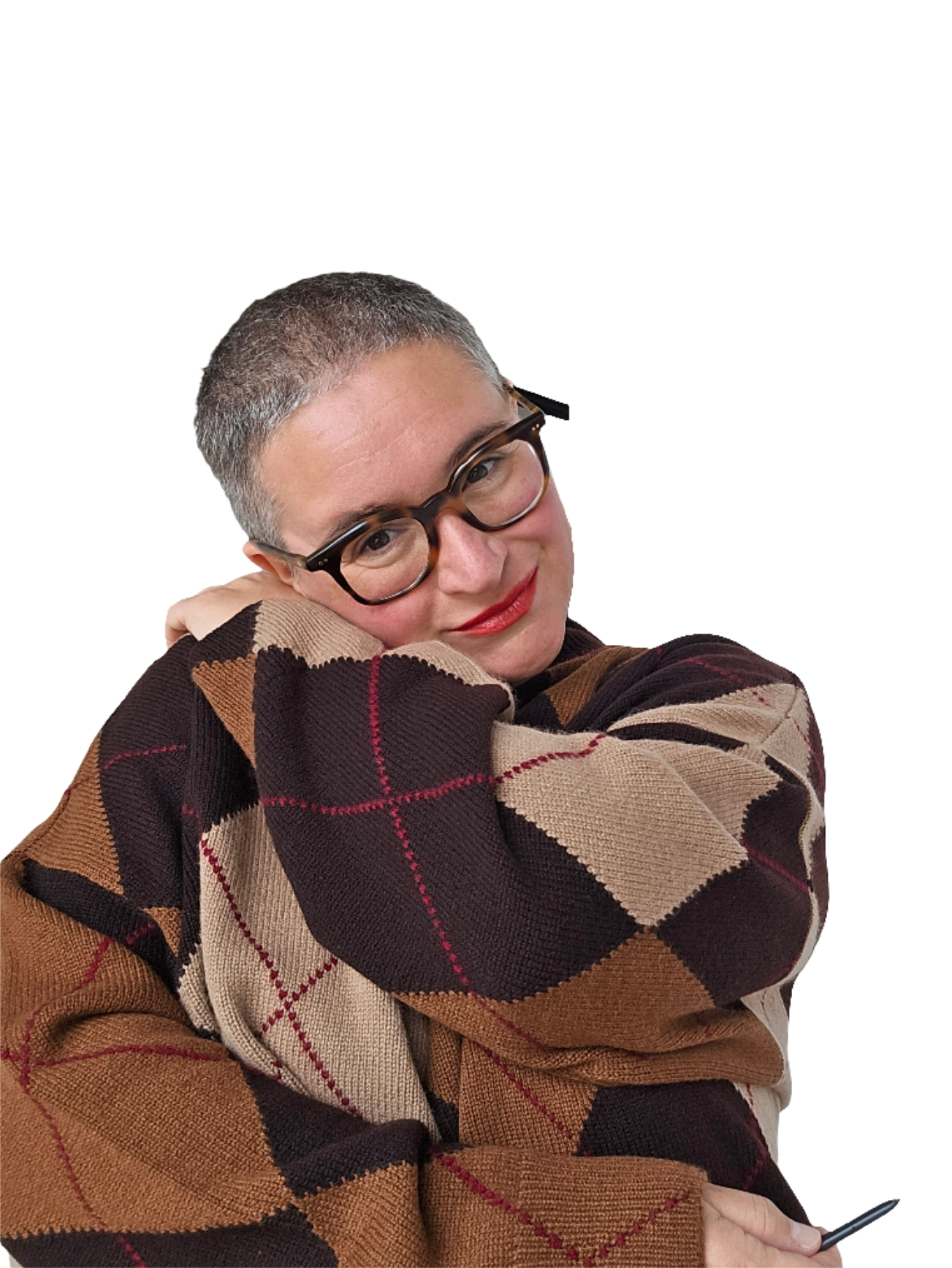 Maglia girocollo in cashmere a rombi