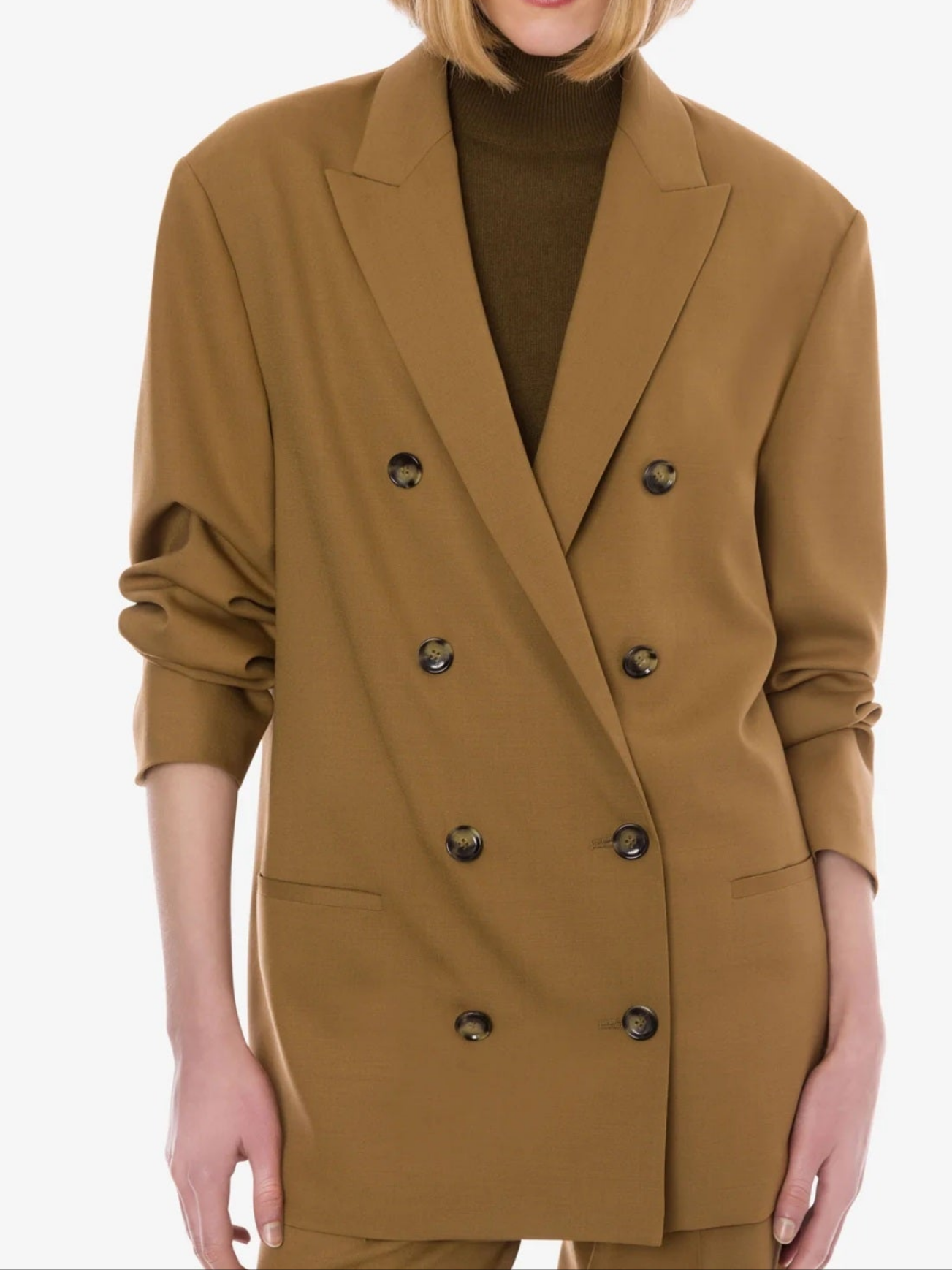 Alberta Ferretti - Giacca doppiopetto  in tropical wool, miele