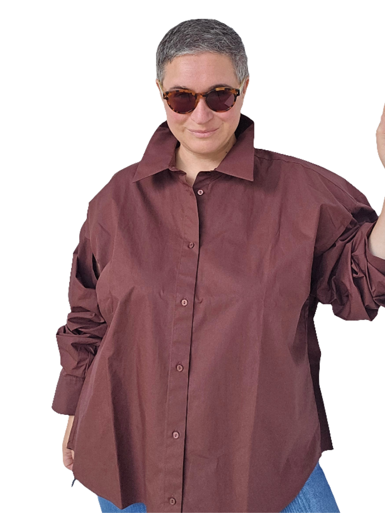 Herskind - Camicia mogano con maniche nodo