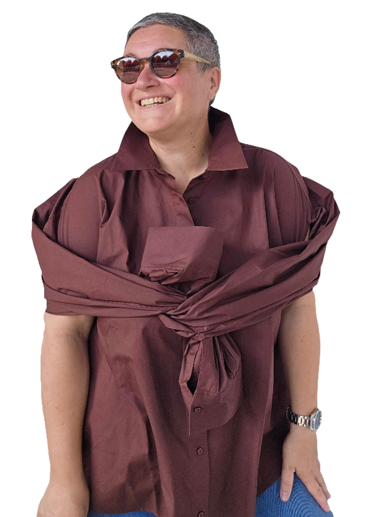 Herskind - Camicia mogano con maniche nodo