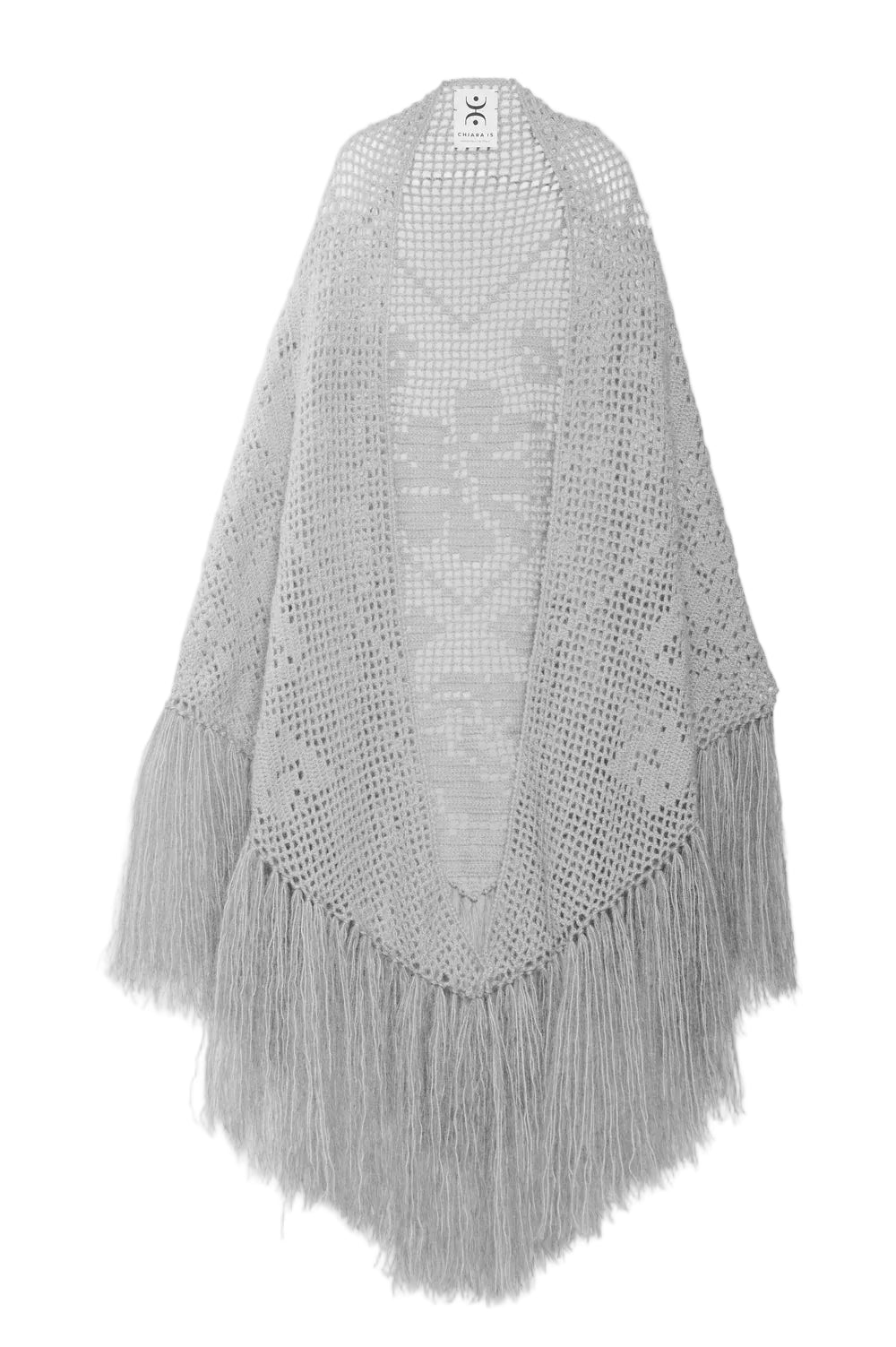 Scialle Coperta Peonia grigio perla