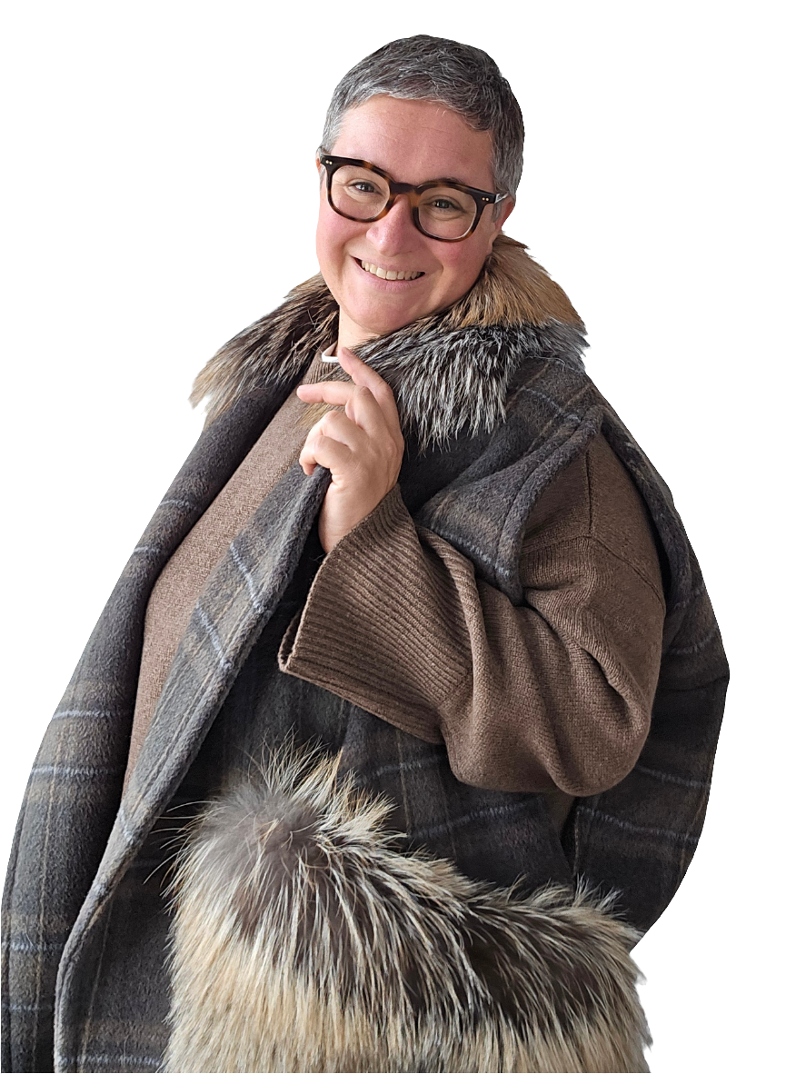 Blancha - Gilet lana check e volpe