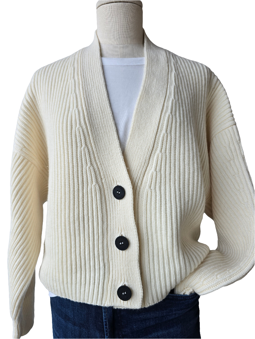 Canessa - Cardigan costa inglese color latte