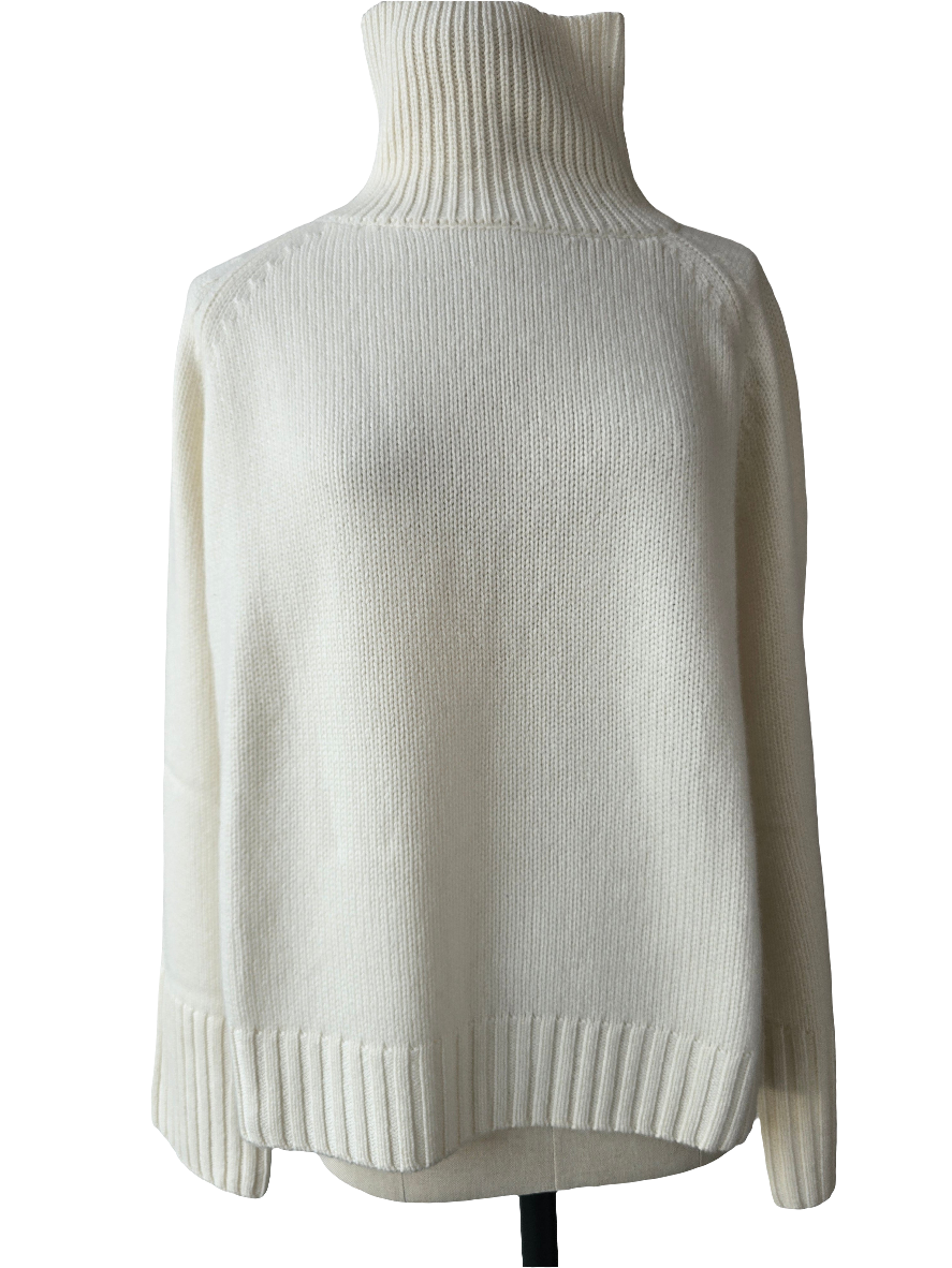 Maglione collo alto bianco  in cashmere