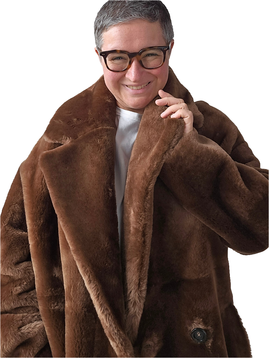 Blancha - Cappotto lungo shearling marrone