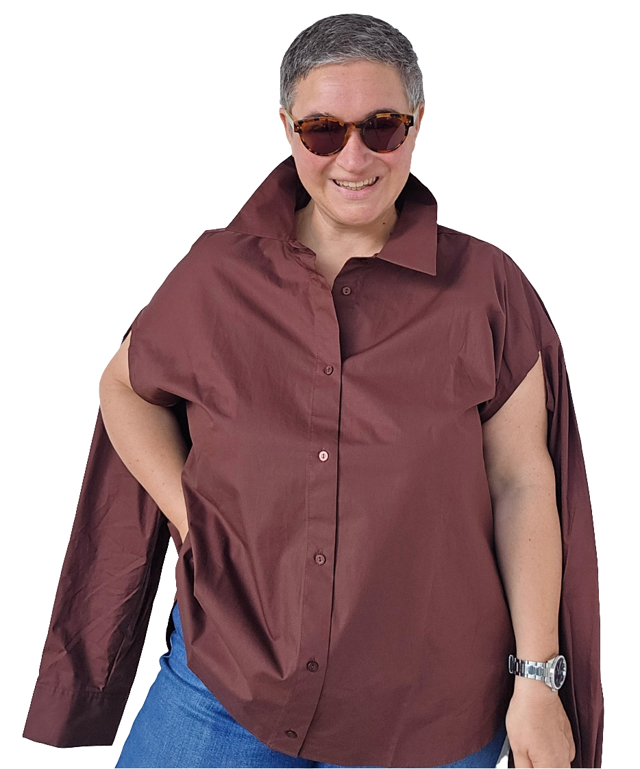Herskind - Camicia mogano con maniche nodo