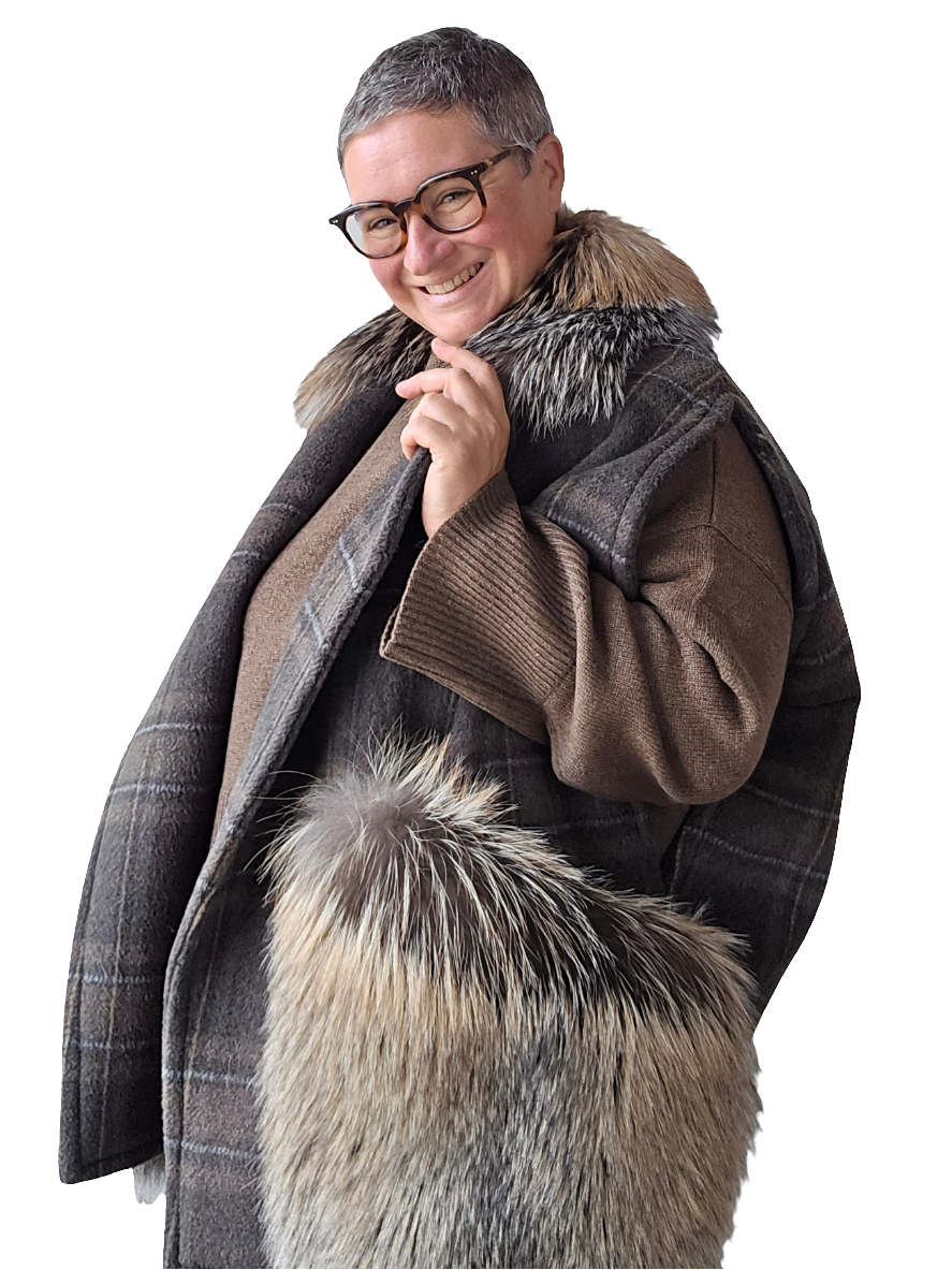 Blancha - Gilet lana check e volpe