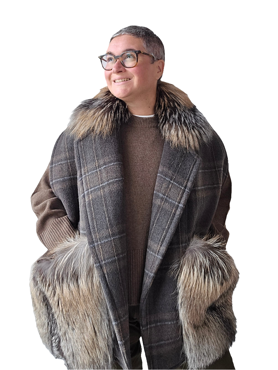Blancha - Gilet lana check e volpe