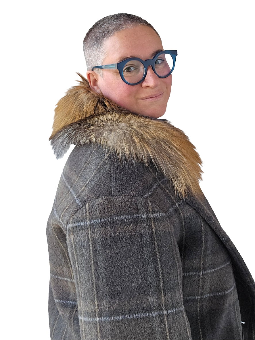 Blancha - Cappotto in pura lana check collo in volpe