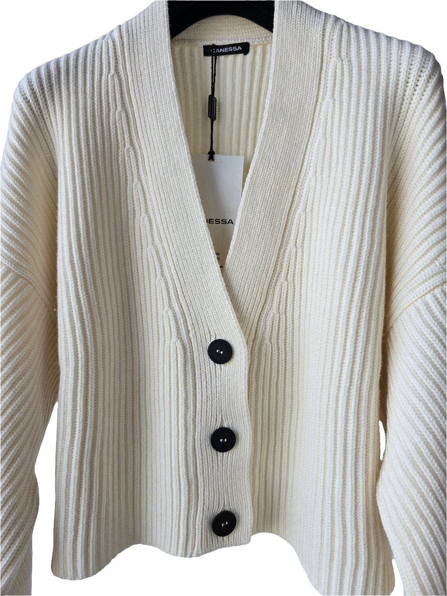 Canessa - Cardigan costa inglese color latte