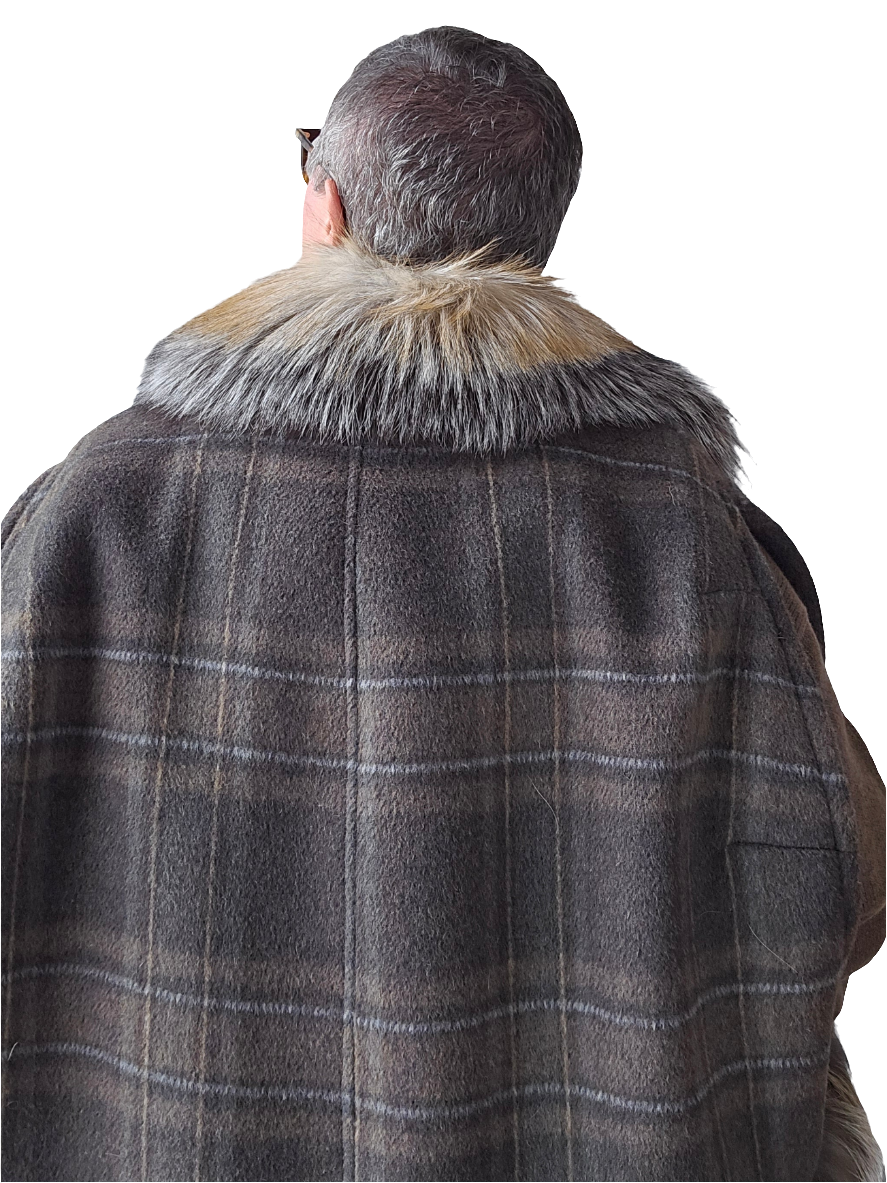 Blancha - Gilet lana check e volpe