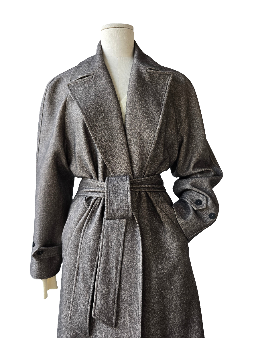 Canessa - Cappotto in cashmere nocciola  effetto micro spigato