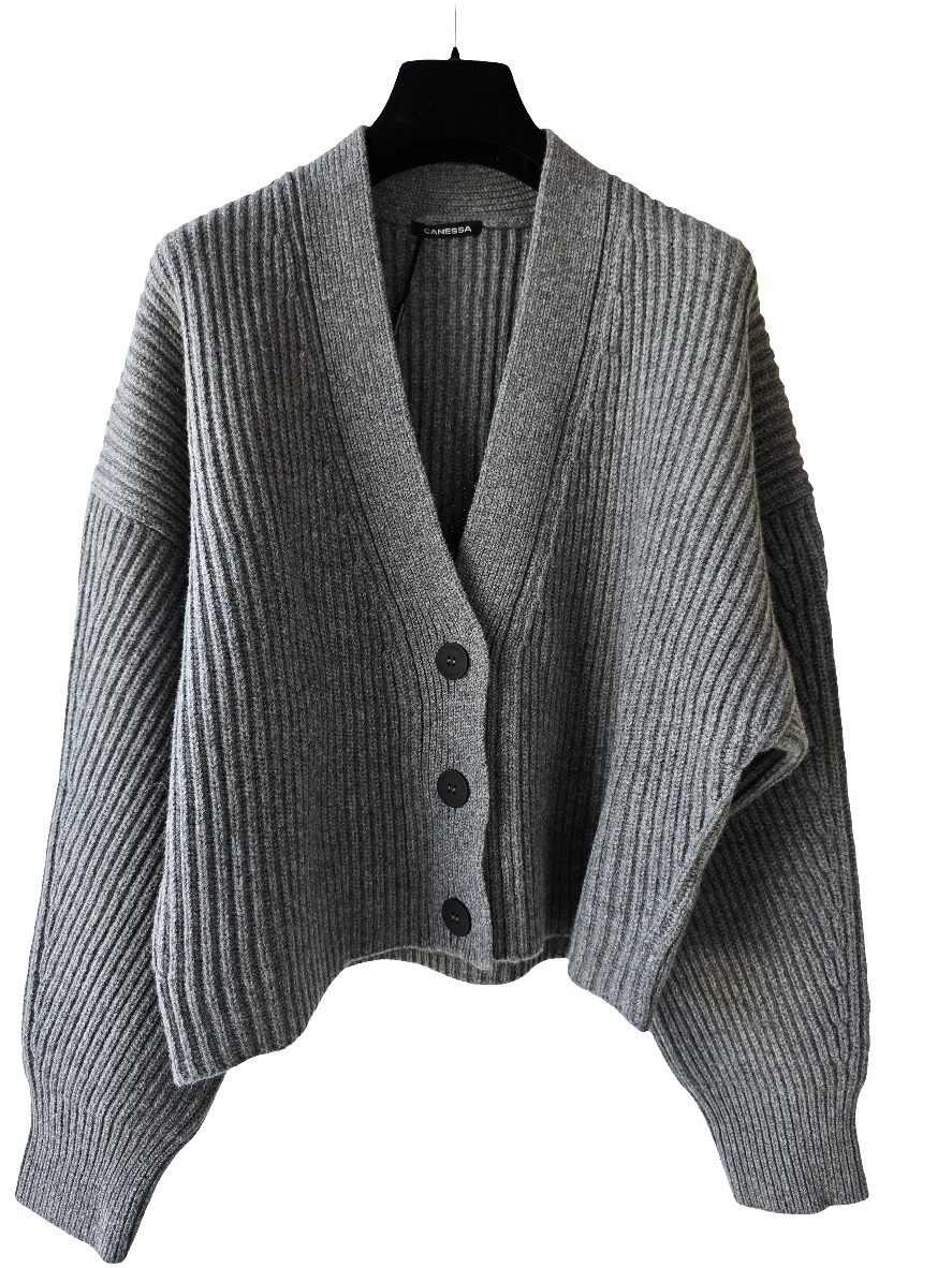 Canessa - Cardigan cropped grigio