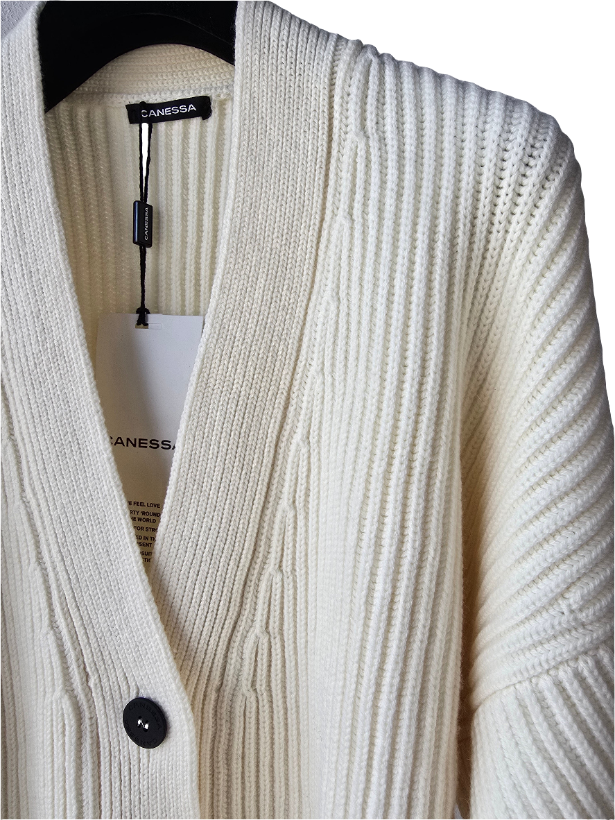 Canessa - Cardigan costa inglese color latte