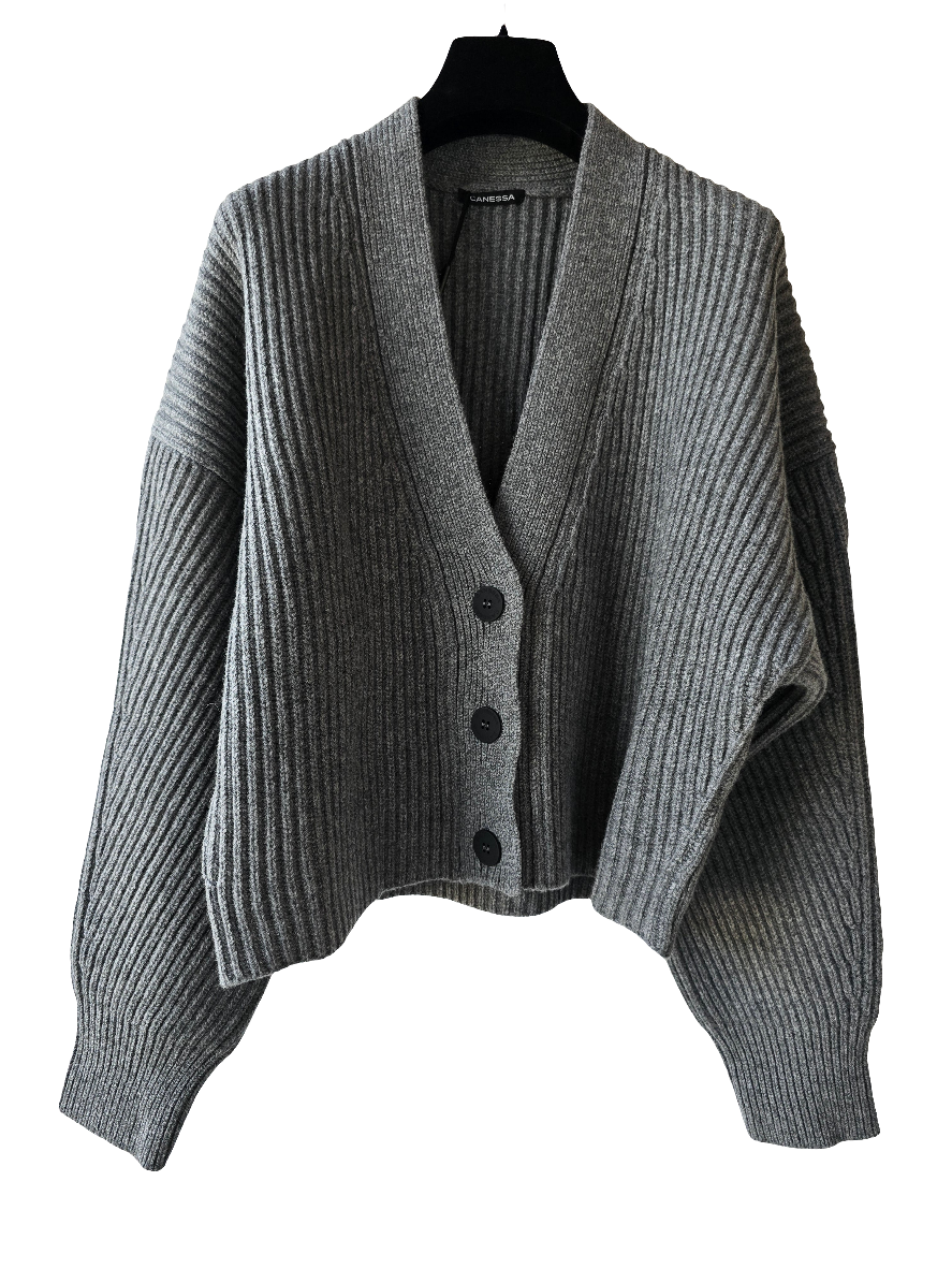 Canessa - Cardigan cropped grigio