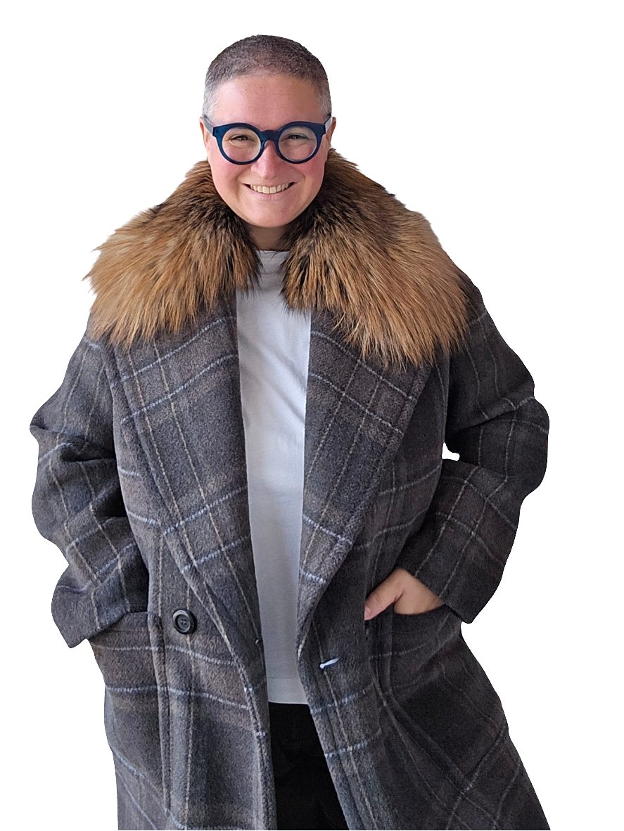 Blancha - Cappotto in pura lana check collo in volpe