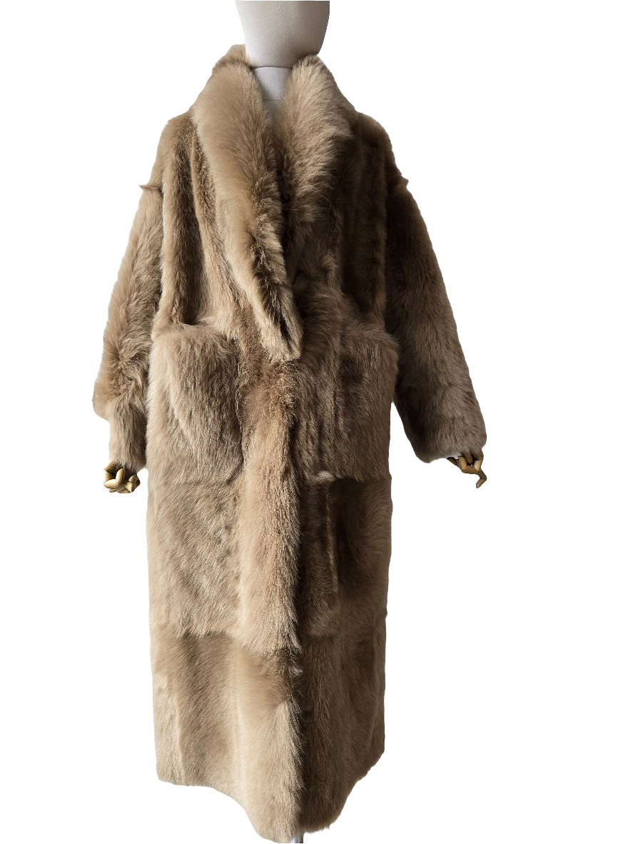 Blancha - Cappotto in shearling toscana color mastice