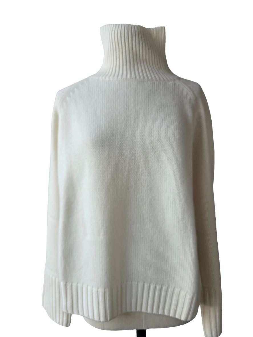 Maglione collo alto bianco  in cashmere