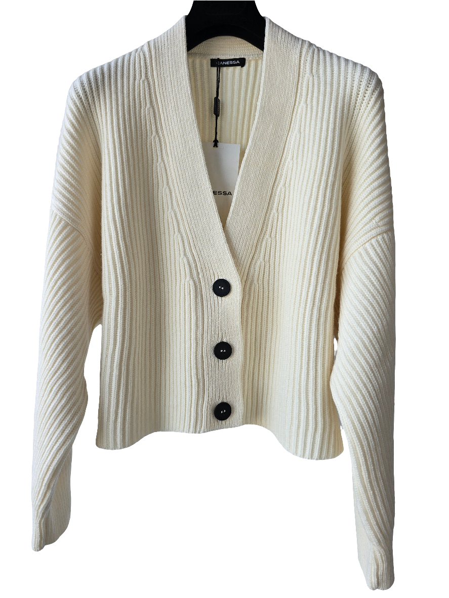 Canessa - Cardigan costa inglese color latte
