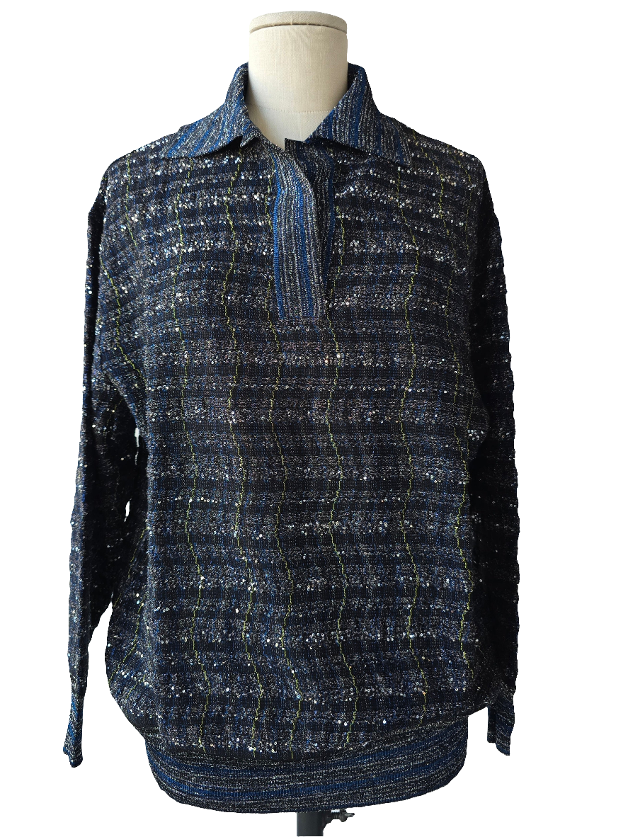Missoni - Polo lurex galles  toni blu