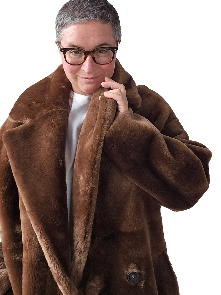 Blancha - Cappotto lungo shearling marrone