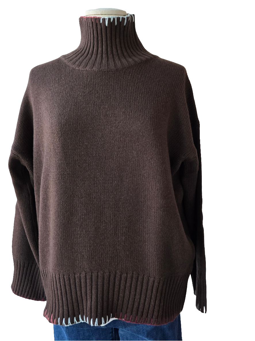 Canessa - Maglia con ricamo cioccolato