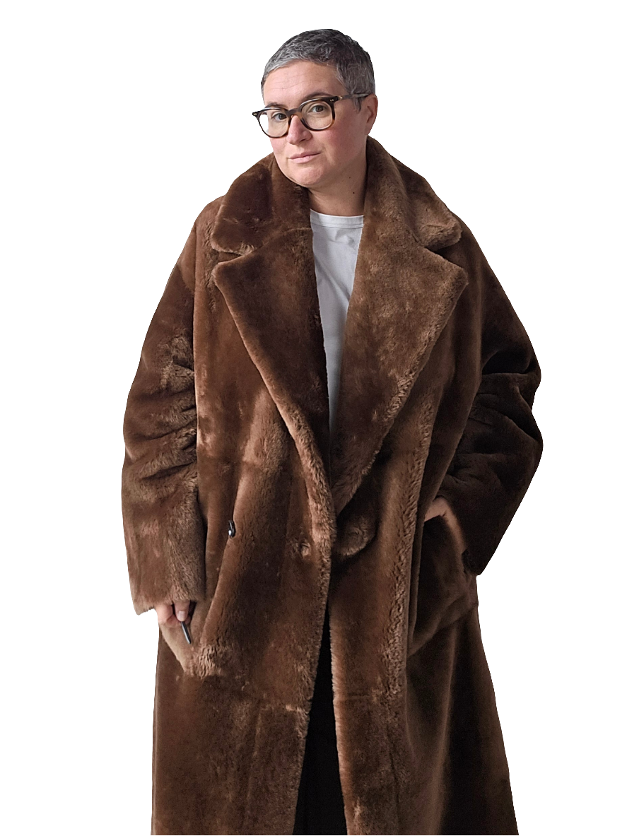 Blancha - Cappotto lungo shearling marrone