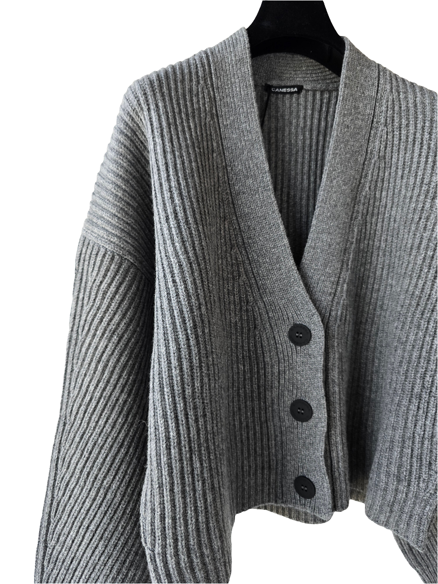 Canessa - Cardigan cropped grigio
