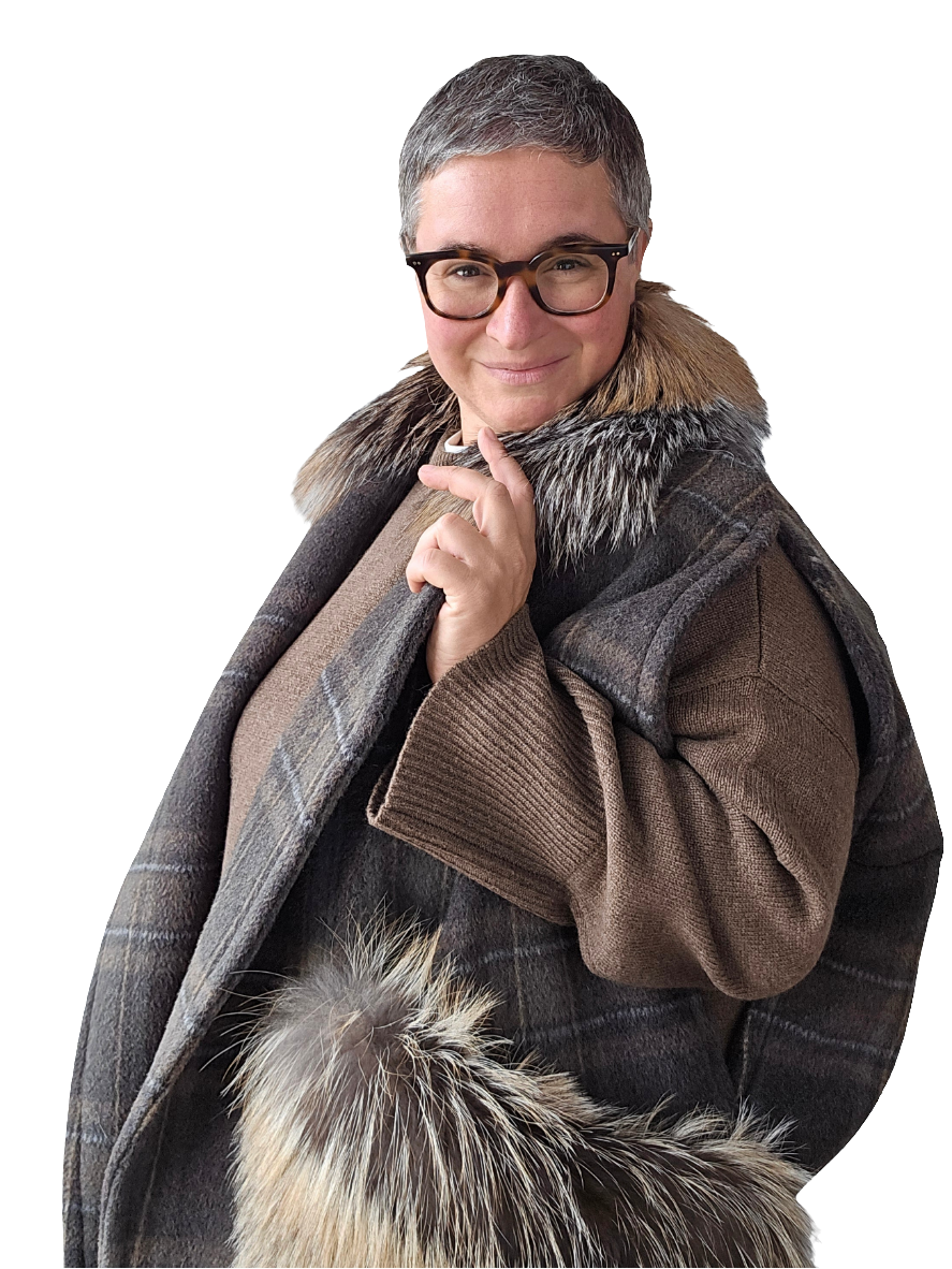 Blancha - Gilet lana check e volpe