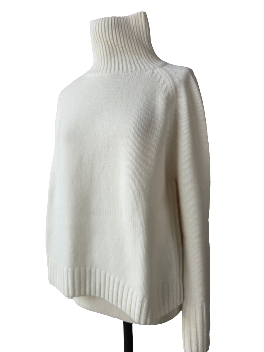 Maglione collo alto bianco  in cashmere