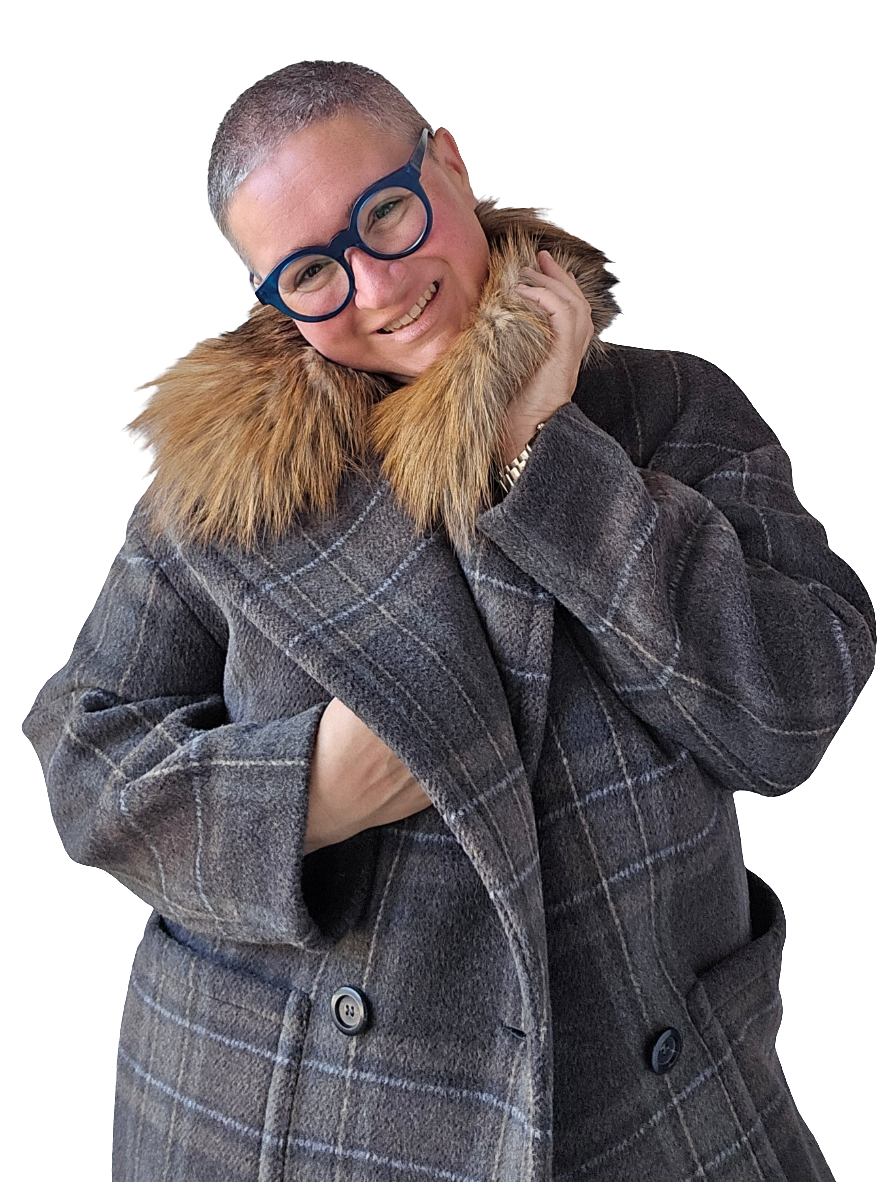Blancha - Cappotto in pura lana check collo in volpe