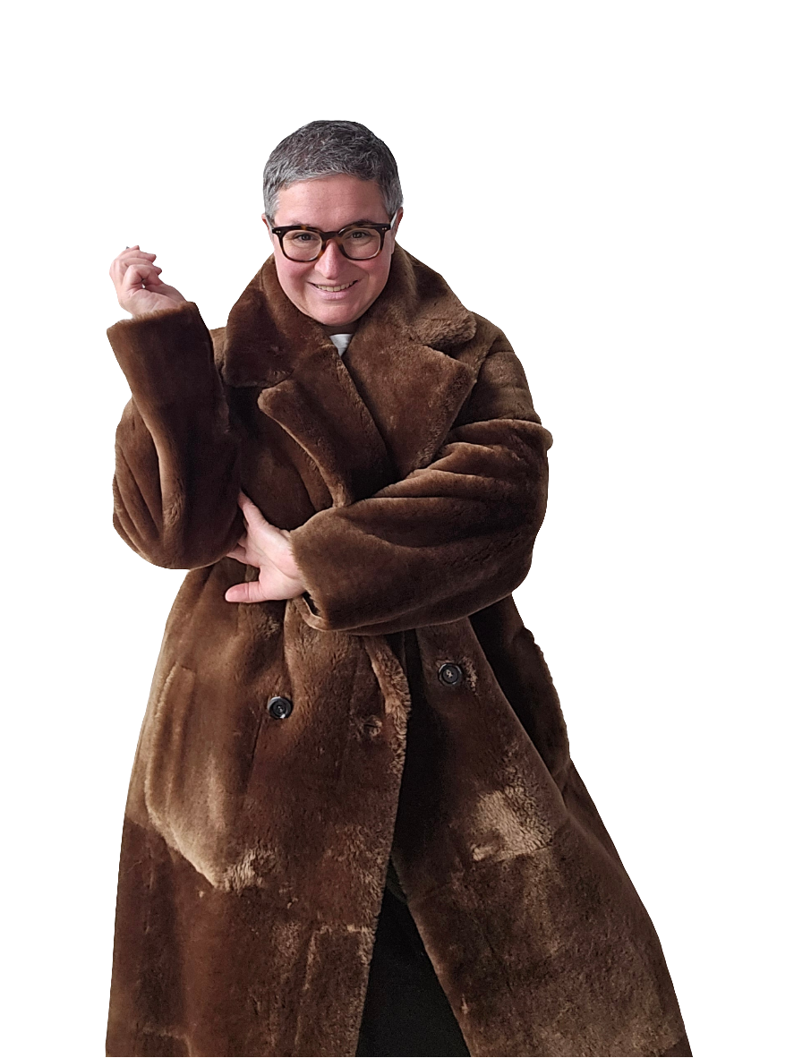 Blancha - Cappotto lungo shearling marrone