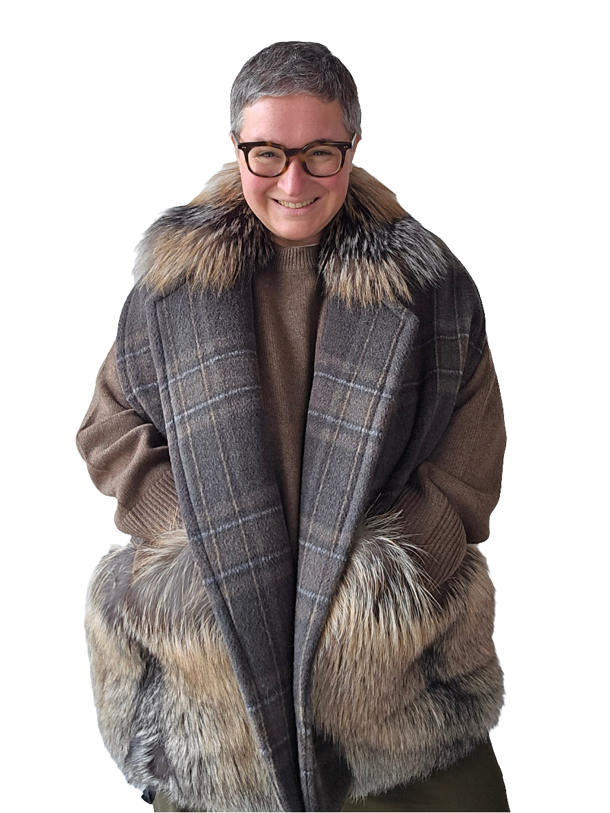 Blancha - Gilet lana check e volpe